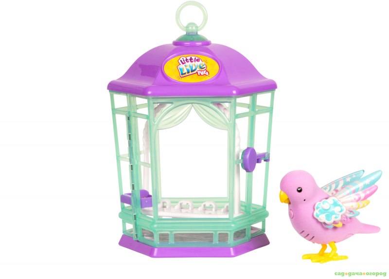 Интерактивная игрушка робот Moose little Live Pets птичка с клеткой со светящимися крылышками 28547