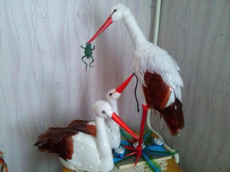 Поделка журавль своими руками из бутылки