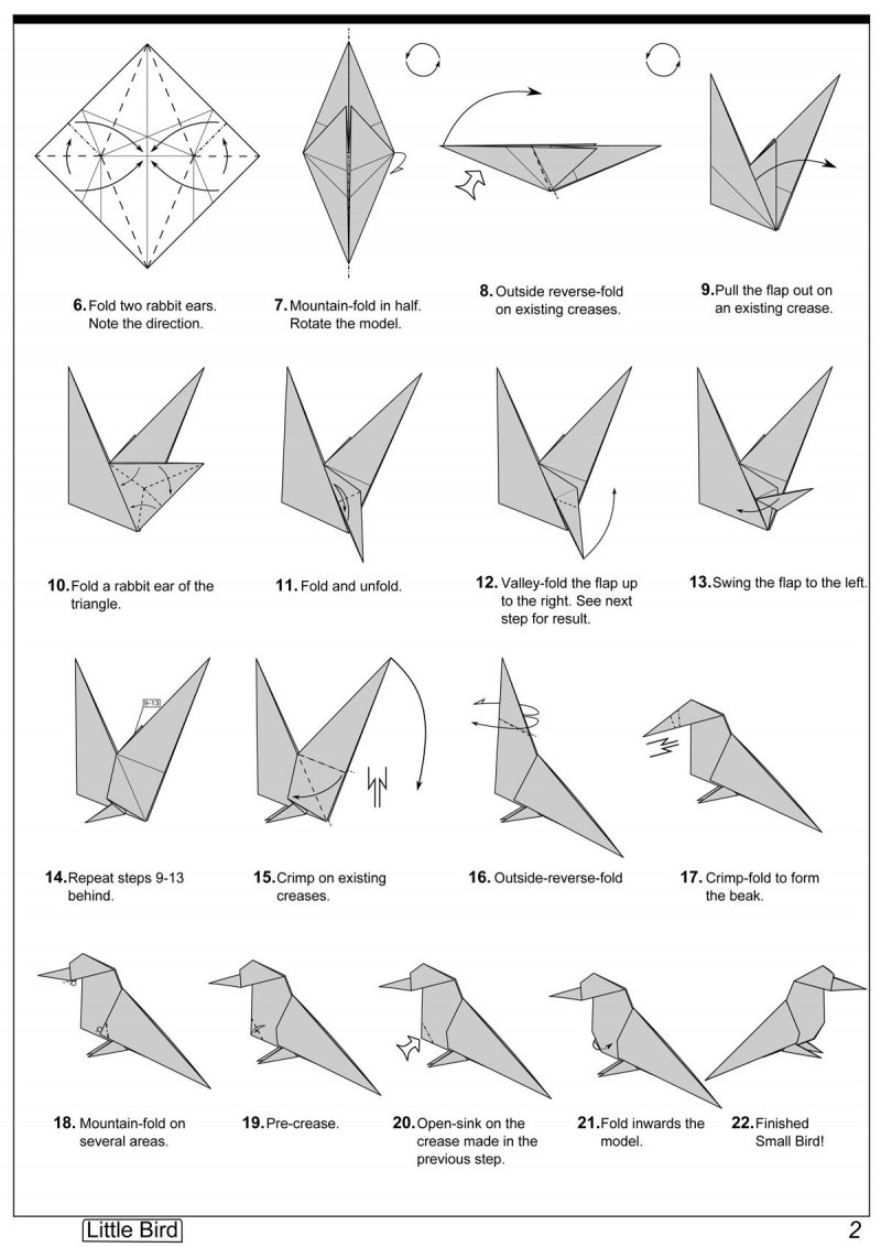 Оригами птички из бумаги схема