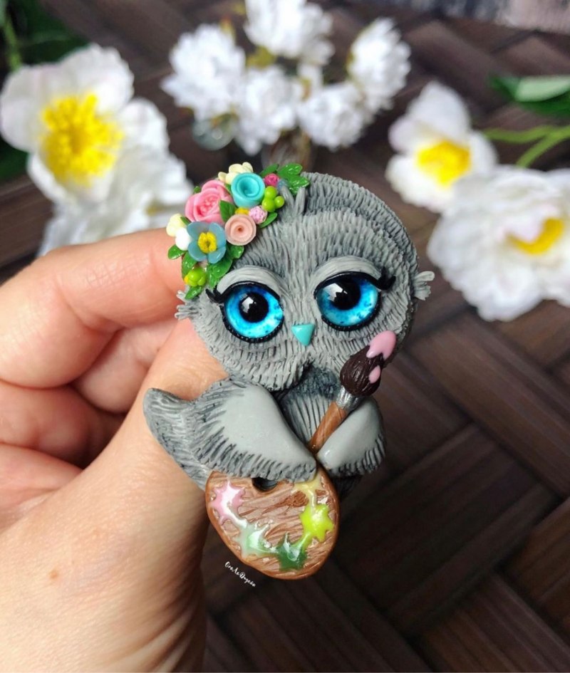 Совушка из полимерной глины