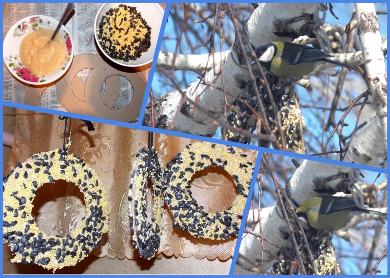 Кормушка для птиц из зерна