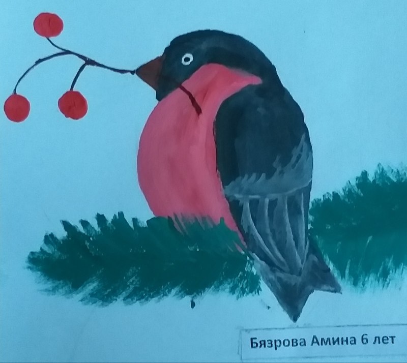 Снегирь пастелью