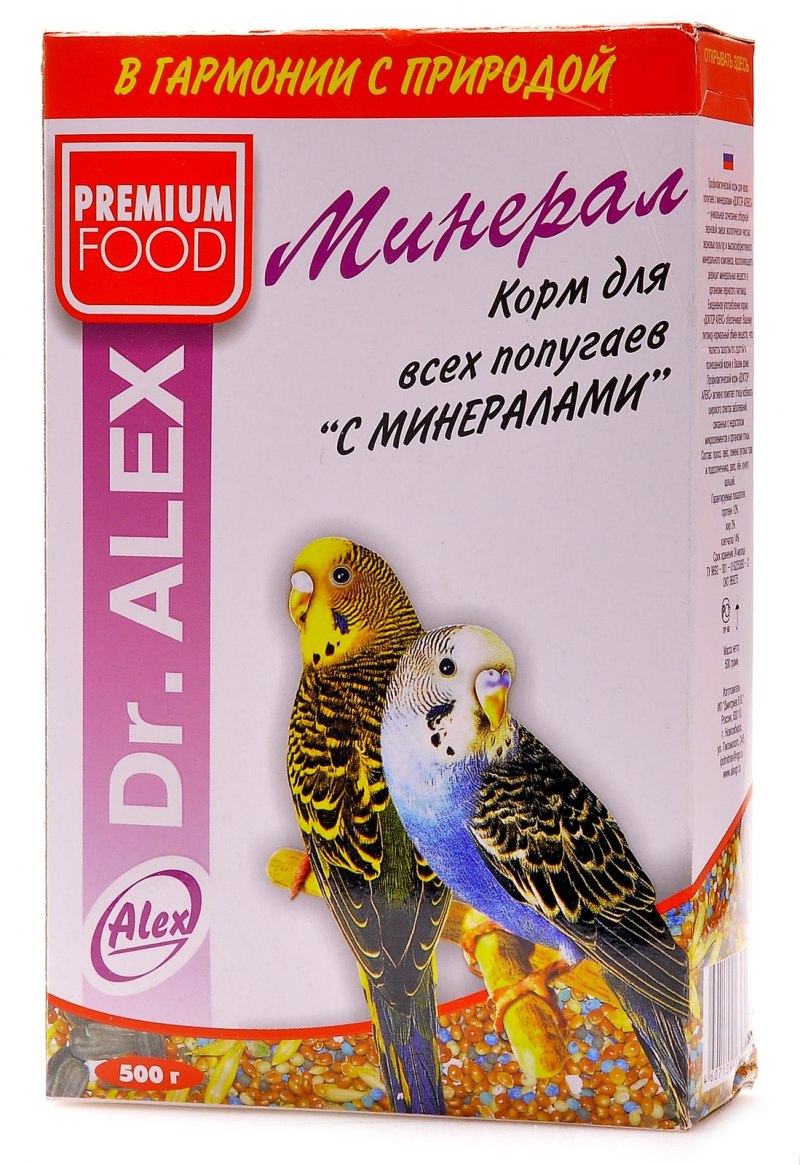 Корм для волнистых попугаев Dr. Alex перо