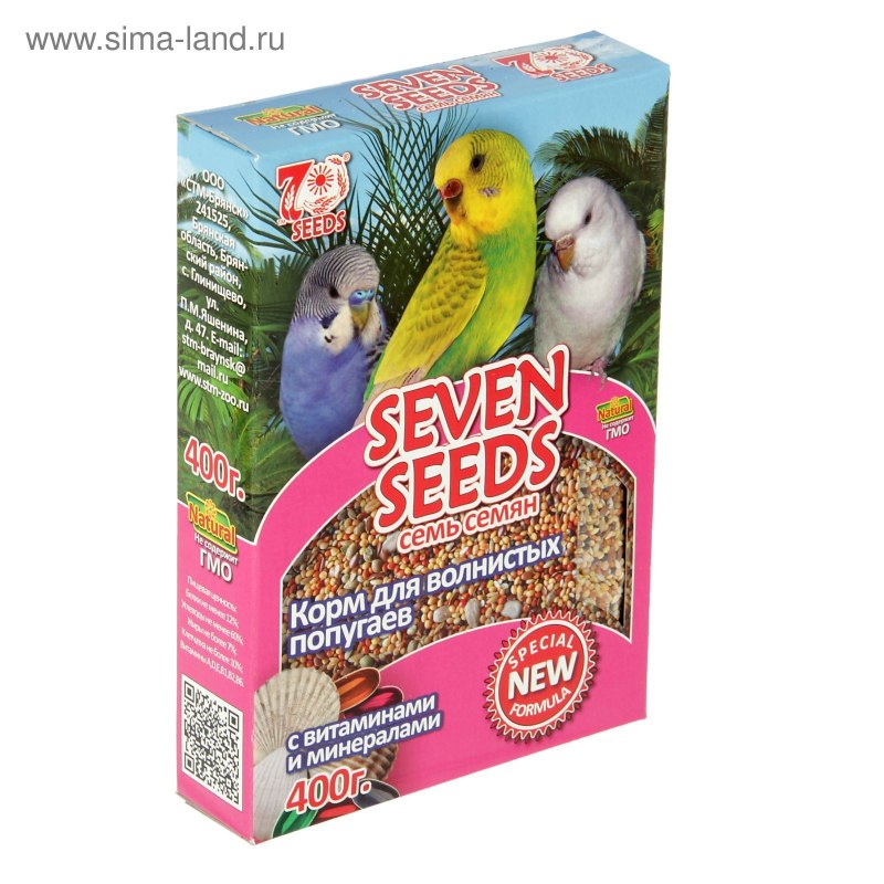 Special корм д/волнистых попугаев "Seven Seeds" с витаминами и минералами 400г*16