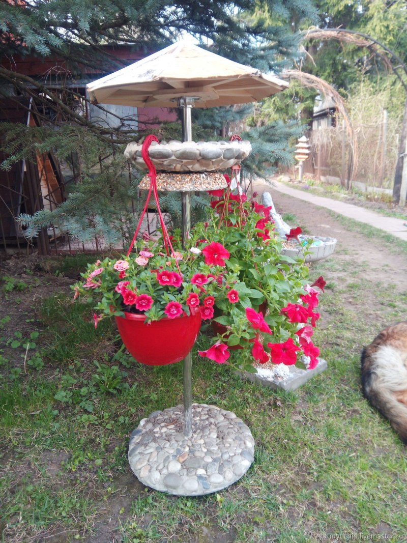 Поилка для птиц в саду