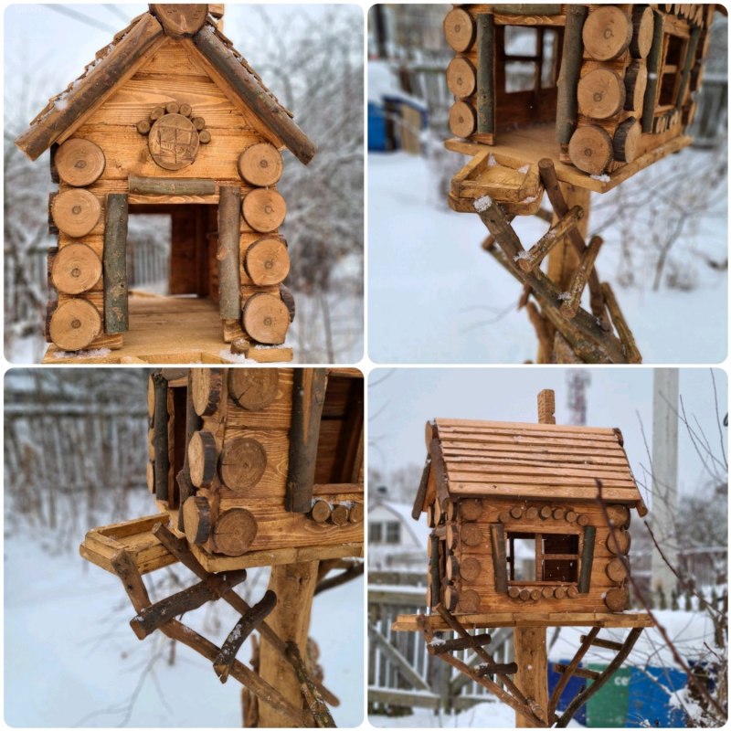 Деревянная кормушка необычная