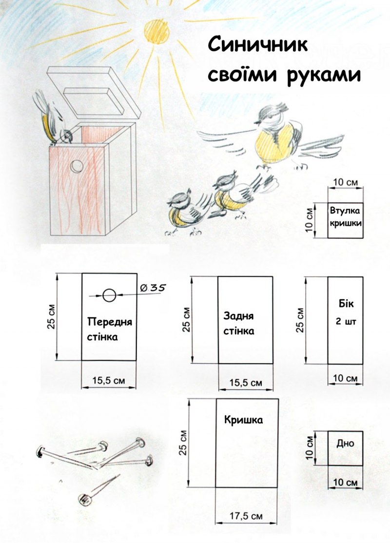 Стандартные Размеры скворечника чертеж