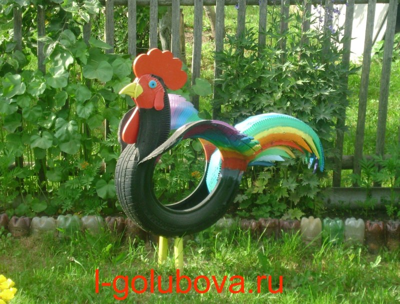 Фигуры из покрышек для сада