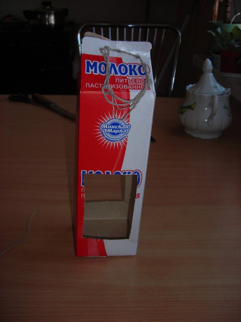 Кормушка для птиц из пакета молока