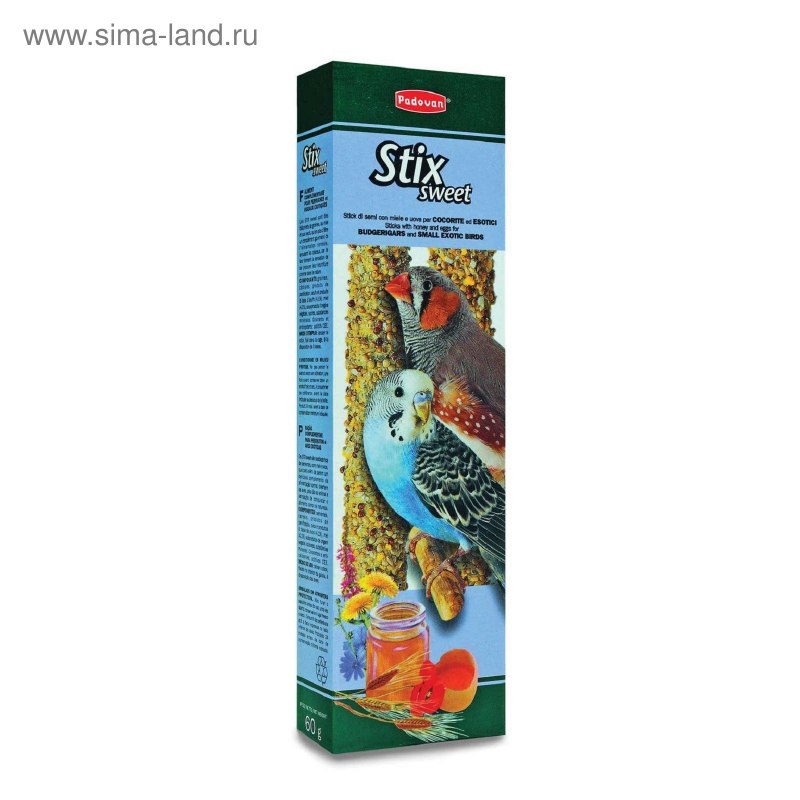 Padovan Stix Tropical палочки для попугаев и экзотов с фруктами 60 гр 2 шт/ уп