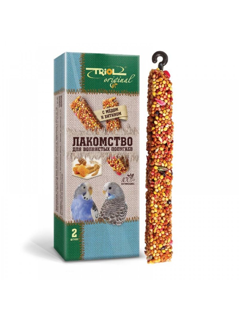 Лакомство Triol Original для волнистых попугаев с фруктами (уп.2шт.), 55г