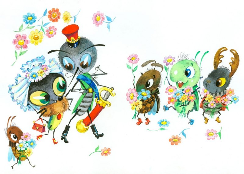 Чуковский раскраски к сказкам Муха Цокотуха