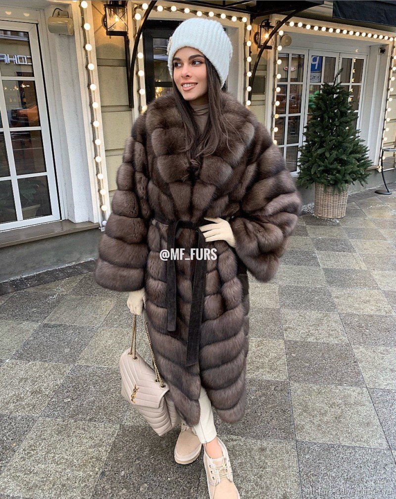 Шуба кокон с соболем