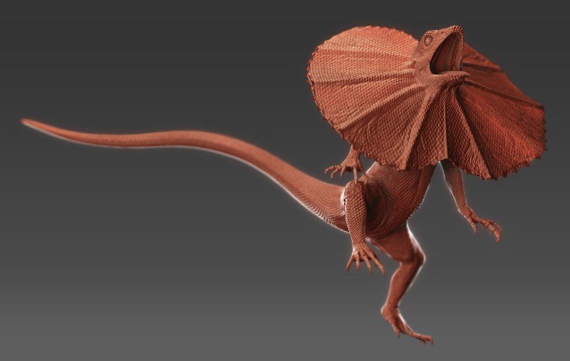 Плащеносная ящерица динозавр