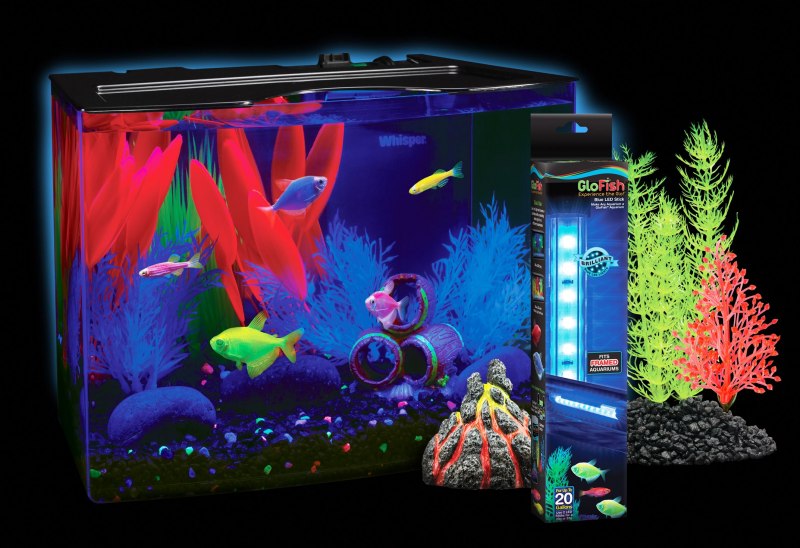 Аквариум с флуоресцентными растениями Glofish