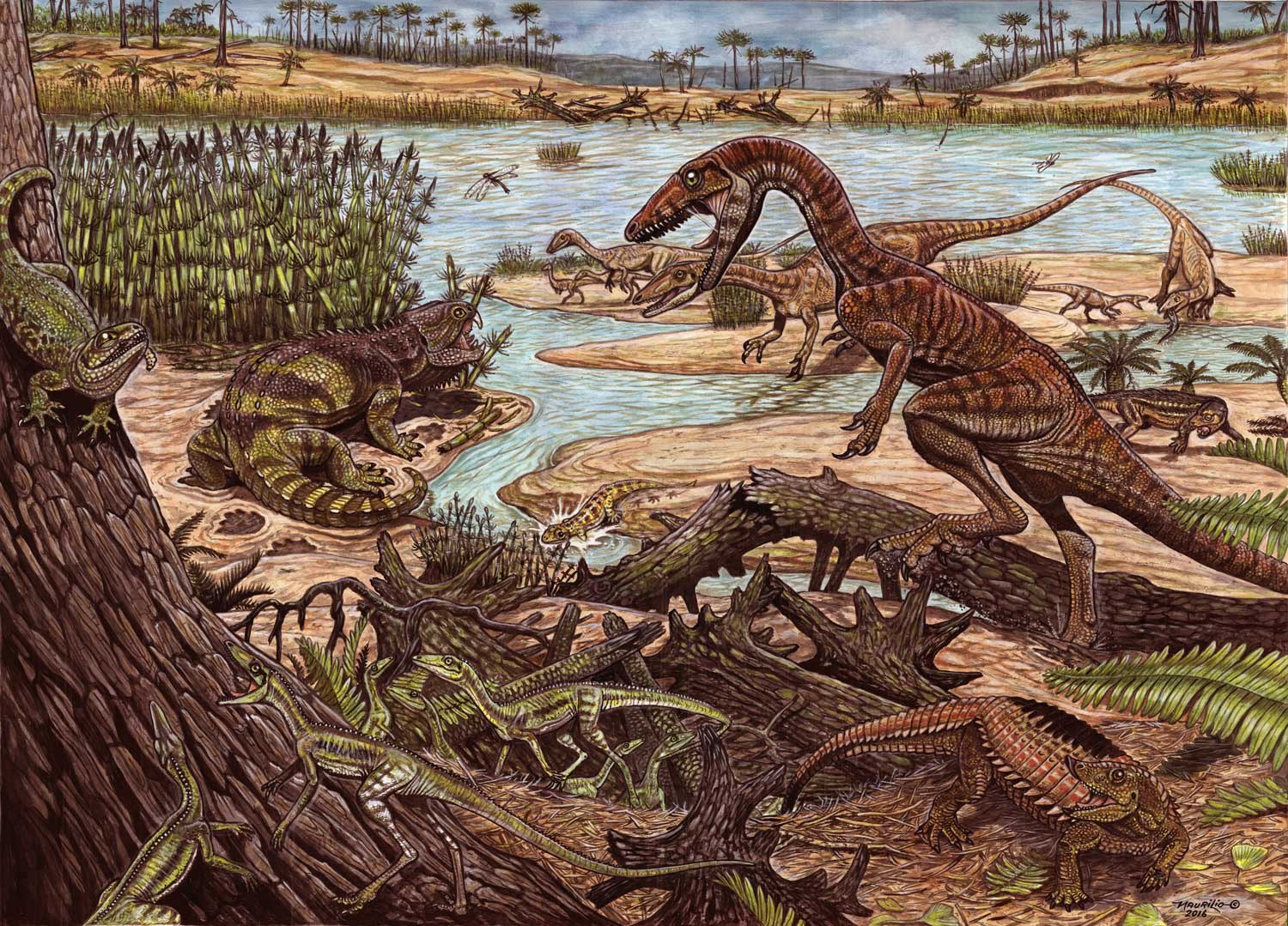 Мезозойская эра триас. Динозавры Триасового периода. Меловой период мезозойской эры. Первые динозавры Триасового периода. Триасовый период мезозойской эры рептилии.