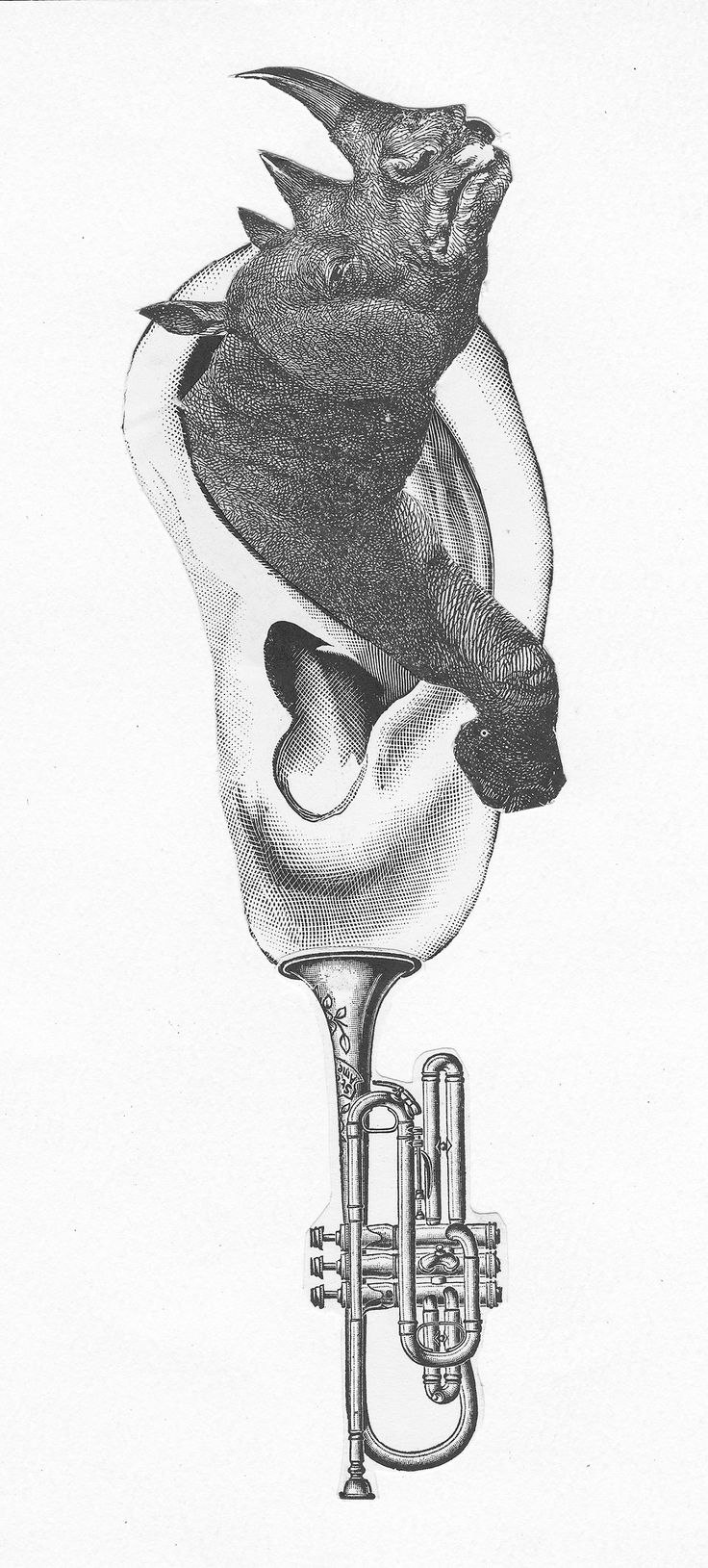 Рисунок трубача с трубой
