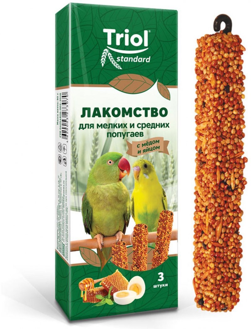 Триол лакомство для попугаев с медом и яйцом 3 в 1