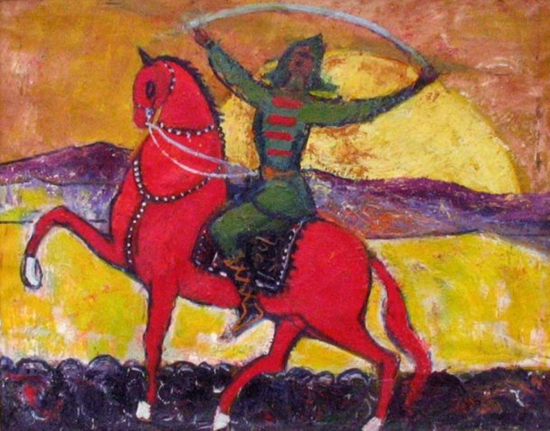 Красные кони скульптура