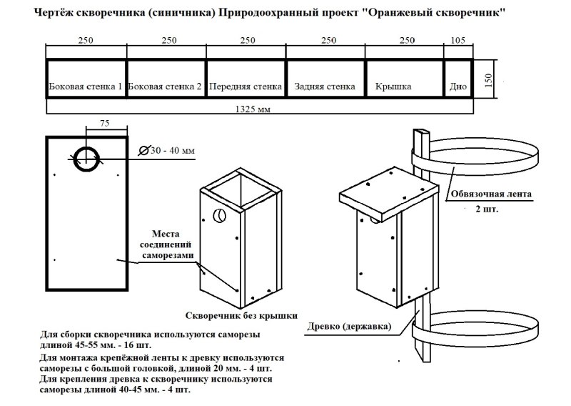 Сборочный чертеж скворечника