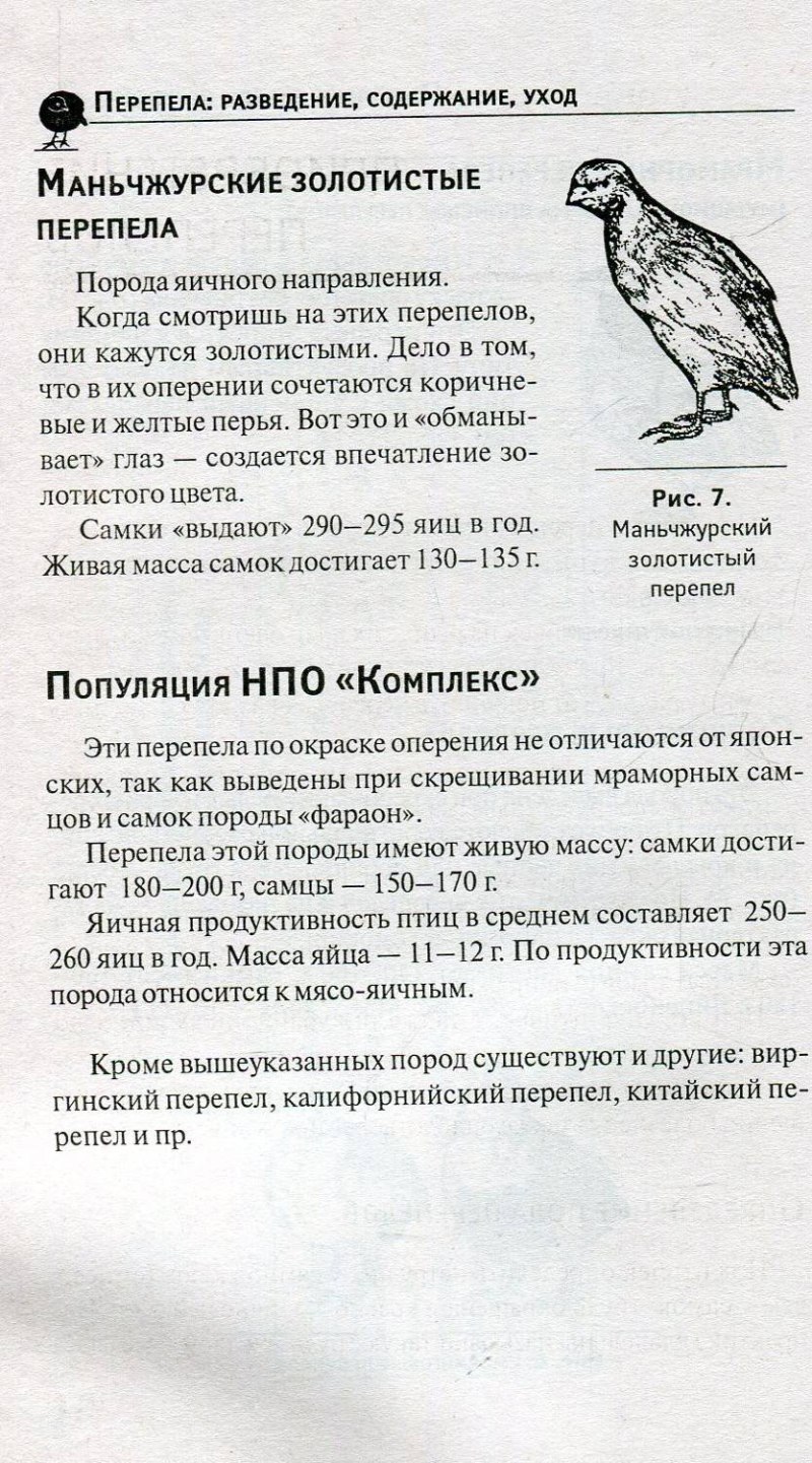 Перепела таблица пород