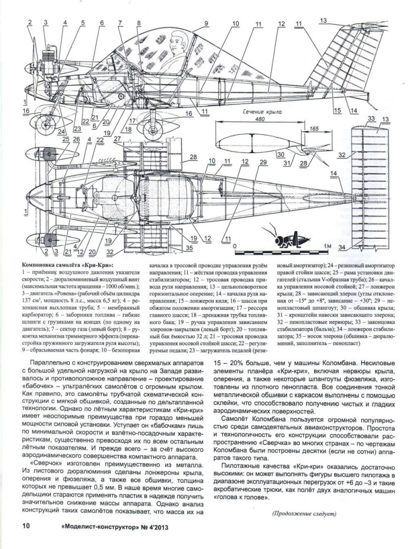 Чертежи самолета CRI-CRI бесплатно
