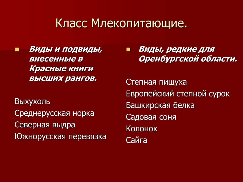 Красная книга Оренбургской