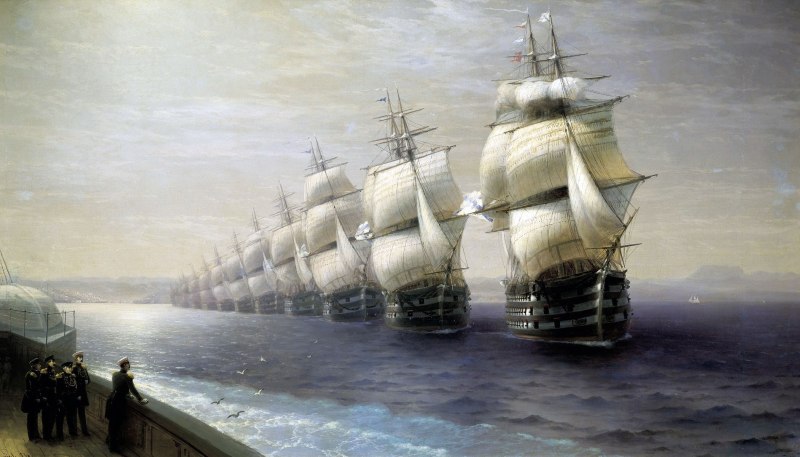 Смотр Черноморского флота в 1849 году Айвазовский 1886