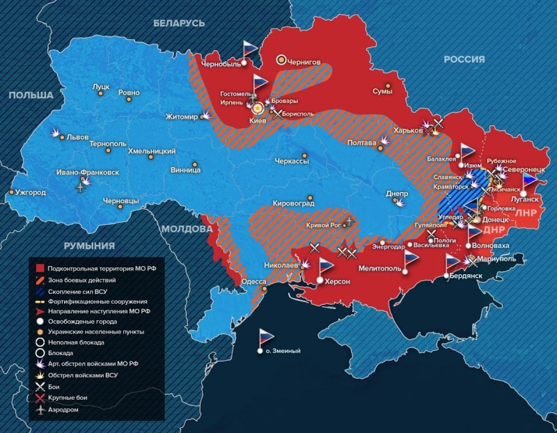 Карта оккупированной территории Украины 2022 года