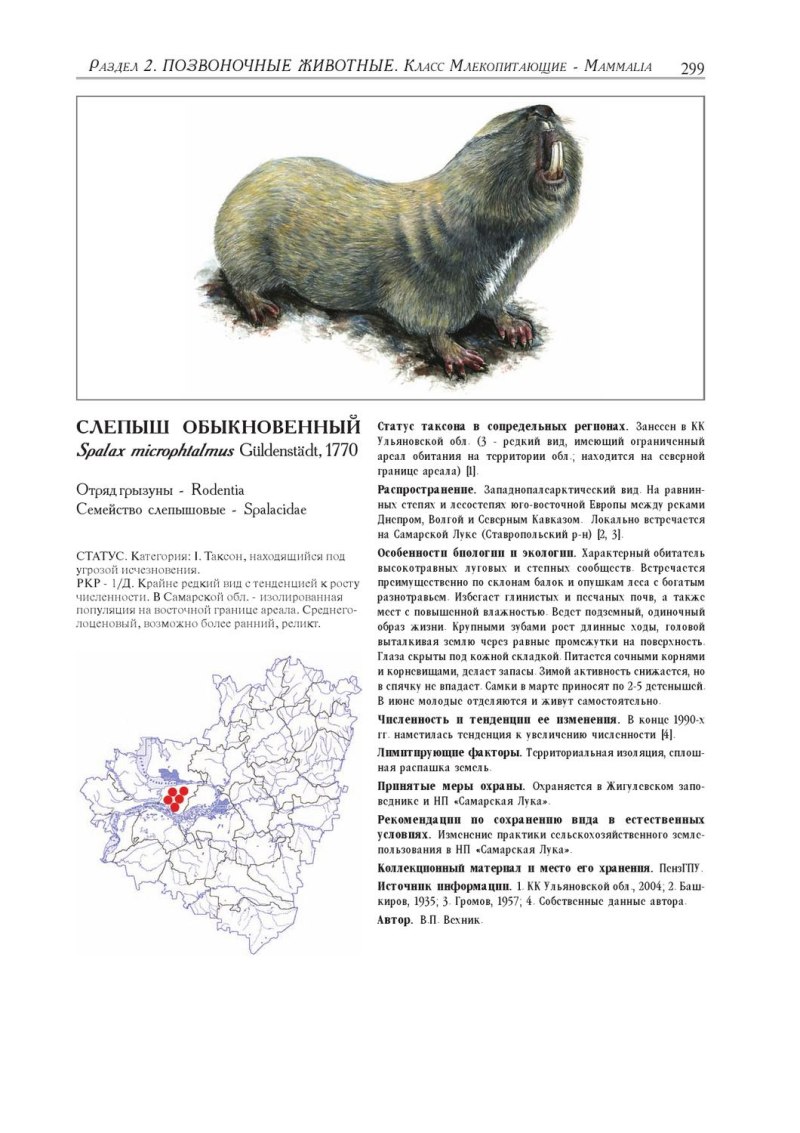 Животные Самарской области занесенные в красную книгу