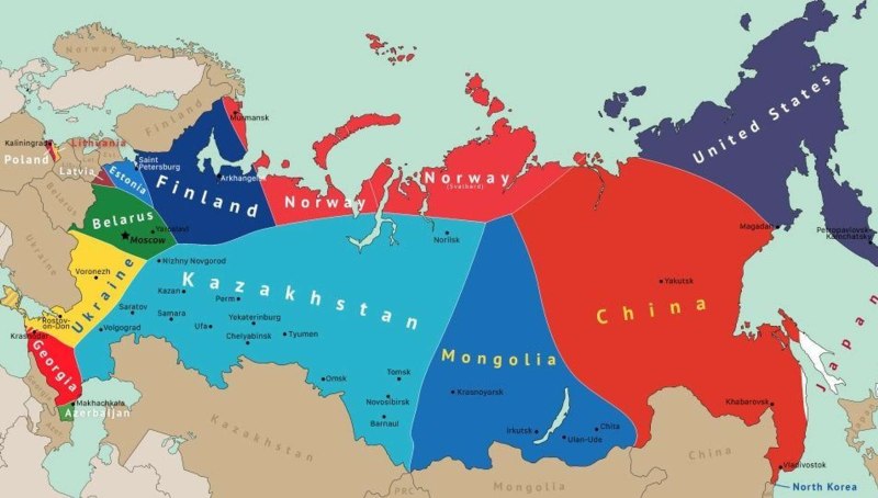 Карта раздела России после распада